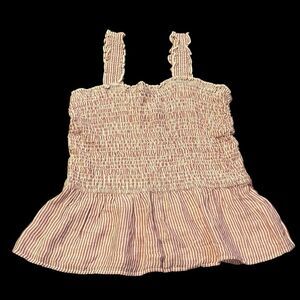 True Craft Striped Babydoll Elastic Top Rose Pink And White Size 1X